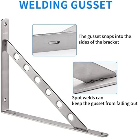 YUMORE 16 Inch Shelf Bracket, Heavy Duty L Bracket, 2 Pack