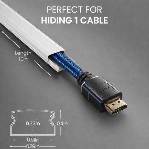 EVEO Cable Hider - 300” One-Cord Cable Raceway Wire Hider for Cable Concealer Cord Hider Cord Cover Wall Cable Hider. Wi