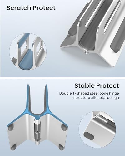 SODI Vertical Laptop Stand for Desk, Gravity Auto Lock Vertical MacBook Stand, Aluminum Laptop Vertical Dock Stand Holde
