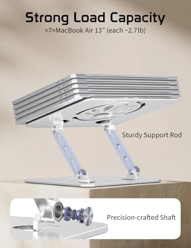Adjustable Aluminum Laptop Stand for Desk,Ergonomic Riser, Silver