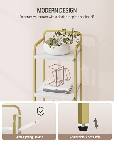 Hzuaneri Bookcase Bookshelf, Narrow Book Shelf, Industrial Corner Shelf
