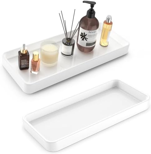 Gurygo 2 Pack 12" Countertop and Vanity Tray - Kitchen Tray for Soap Bottles - Rectangular Vanity Tray for Bathroom - Va