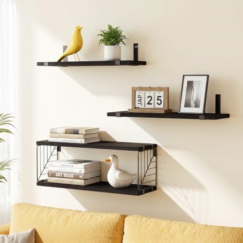 Fixwal 3+1 Tier Bathroom Floating Shelves Over Toilet, Black