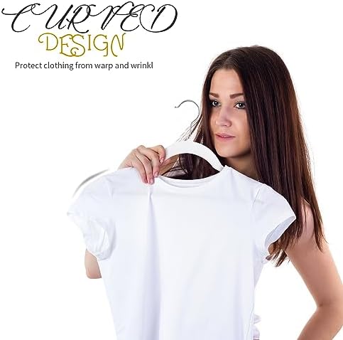 ManGotree 16.5'' Velvet Shirt Hangers with 360° Swivel Hook 50 Pack White