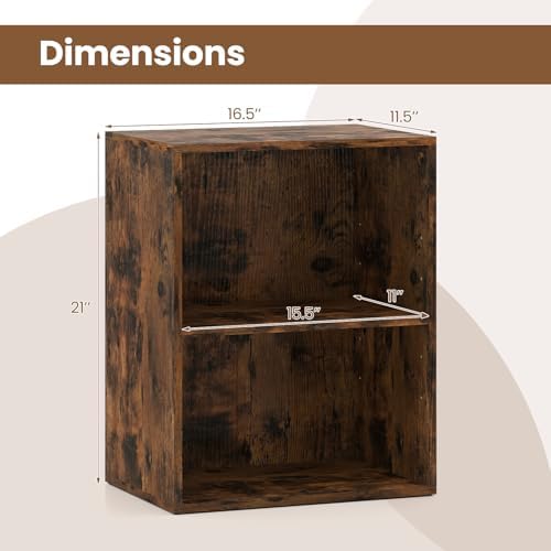 Tangkula 2-Cube Bookcase, Floor Standing Open Bookshelf, 5-Position Adjustable Shelf, Modern Display Shelf, Anti-Topplin