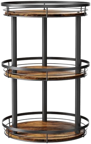 LAMU 12'' Wood Lazy Susan Spice Rack Organizer, 3 Tier Spice Organization for Cabinet, Countertop, Kitchen, Table Top, P