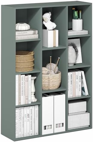 Furinno LUDER Book Shelf, 11-Cube Bookshelf, Reversible Bookcase, 9.4 x 29.1 x 41.7, Easy Assembly, for Living Room, Bed