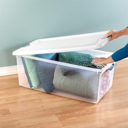 Sterilite Latching Box with Lids for Home and Office, 106 Quart, 4-Pack
