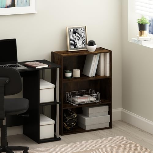 Furinno PASIR Book Shelf, 3-Tier Bookshelf, Storage Shelves Bookcase, 9.7 x 23.7 x 31.5, for Living Room, Bedroom, Home 
