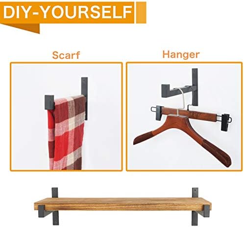 EZYDECOR 8 Packs Heavy Duty Shelf Brackets Wall Mounted Industrial Metal Shelving Support with Lip for DIY Open Shelving
