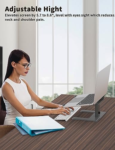 ALASHI Laptop Stand, Height Adjustable Desk Riser, 10-17.3", Gery