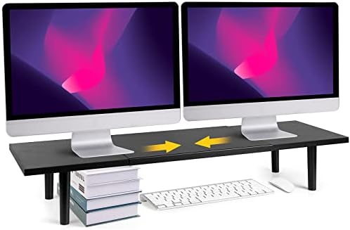 Across-Star Dual-Monitor-Stand-Riser-For-Desk Adjustable Length 32-40 Inch，Large Desktop Computer Monitor Riser For 2 Sc