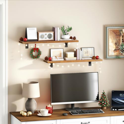 HOOBRO Floating Shelves for Wall, 23.6" Wall Mounted Shelves Set of 2