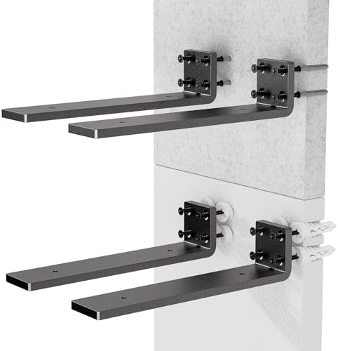 Sturdy Heavy Duty Shelf Bracket 8-Inch Set of 4, Perfect for Floating Shelves, Made from 1/5" Thick Metal in Matte Black