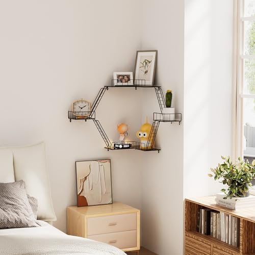 Fire Escape Wall Shelf - New York Fire Escape Shelf, Knick Knack Shelf for Figures, 3-Tier Corner Floating Shelves, Meta