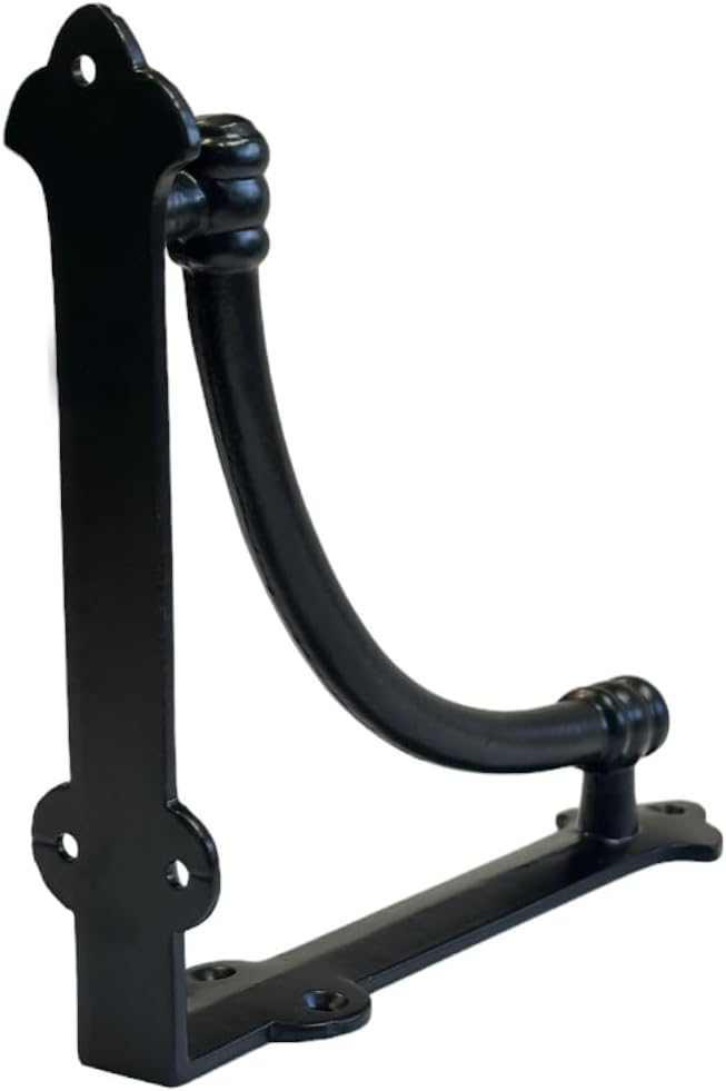 NACH Decorative Shelf Brackets, 4 Pack of 7.25 x 1.6 x 7.25 inch Black Cast Iron Shelf Brackets - Decorative Brackets for Mounting - Industrial Style Brackets - Slim Version - AD-90-064M