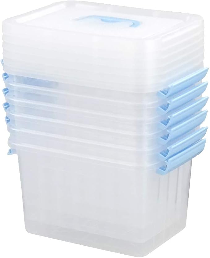 Gloreen 6 Quart Clear Storage Bins with Lid, Plastic Stackable Storage Container Box, 6 Packs
