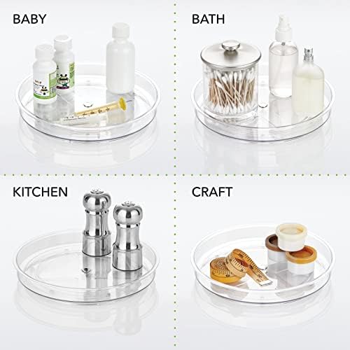 mDesign Lazy Susan Turntable Plastic Spinner for Kitchen/Bathroom, Pantry, Fridge, Cupboards, or Counter Organizing, Ful