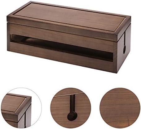 Changsuo Cable Management Box Wooden Cord Organizer Box for Extension Cord Power Stripe Surge Protector Wire Management 