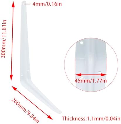 24Pcs 12 x 10 Inch White Shelf Brackets, L Brackets