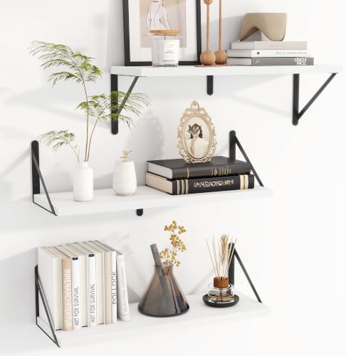 Heimlove Floating Book Shelves for Wall,23.6 Inches Wall Bookshelf Mounted Display&Storage Wood Shelves for Kitchen Bath
