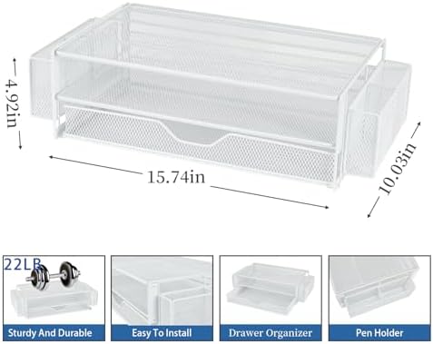 AUPSEN Computer Monitor Stands Riser，2-Tier Desk Organizers and Accessories, Office Desk Accessories Organizer with Draw