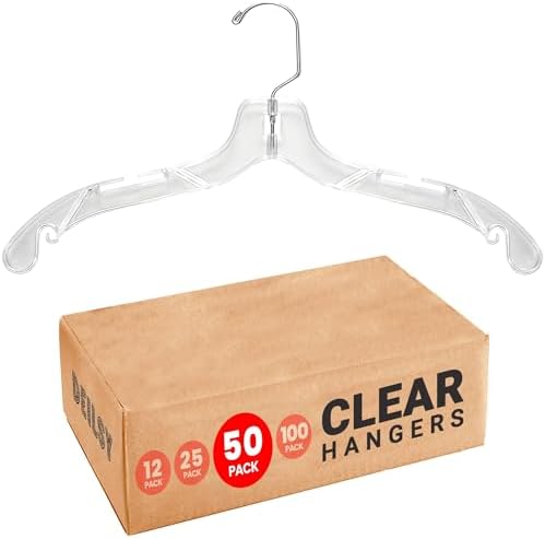 DEILSY™ Clear Plastic Hangers 50 Pack Durable Plastic Shirt Hangers
