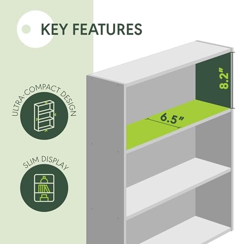 Furinno Basic Book Shelf, 3-Tier Bookshelf, Cube Storage Organizer Bookcase with Open Shelf, 7 x 24 x 26, for Living Roo