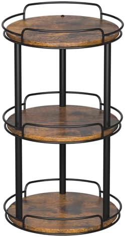 LAMU 10'' Wood Lazy Susan Turntable Organizer for Cabinet, 3 Tier Lazy Susan Spice Rack Organizer for Kitchen, Wood Turn