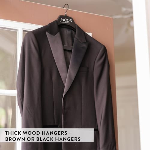 Andaz Press Custom Groomsmen Hanger for Wedding Suit, Personalized Wooden Suit Hangers for Groomsmen Gifts, Custom Name Premium Brown Dark Wood or Black Wood Clothes Hanger for Wedding Day, 1-Pack