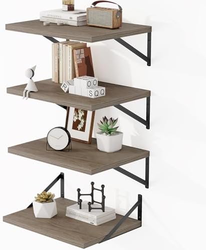 Heimlove 16W x 12D Deep Floating Shelves Set of 4 Grey