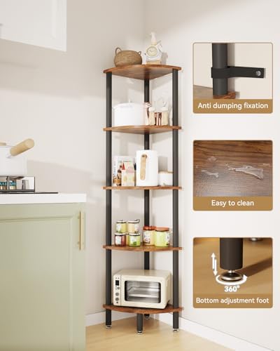 IBUYKE 5 Tier Corner Shelf Stand,Industrial Corner Display Rack WBC010H