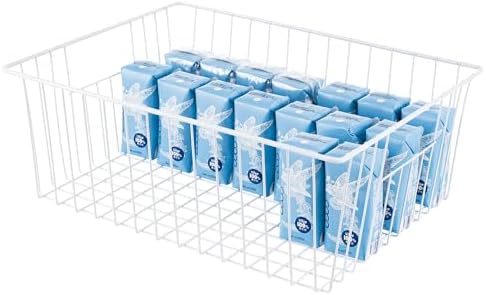 Upright Freezer Organizer Bins， Freezer Baskets for 16, 17, 21 cu.ft Standup Freezer, Wire Storage Baskets with Built-in