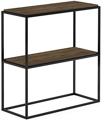 Furinno Moretti 2-Tier Metal Frame Storage Shelves, Columbia Walnut