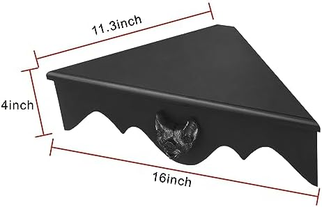 Gothic Bat Corner Shelves 2 Pack - Black Spooky Dark Aesthetic Floating Shelves, Wall Mounted Wooden Storage for Bedroom