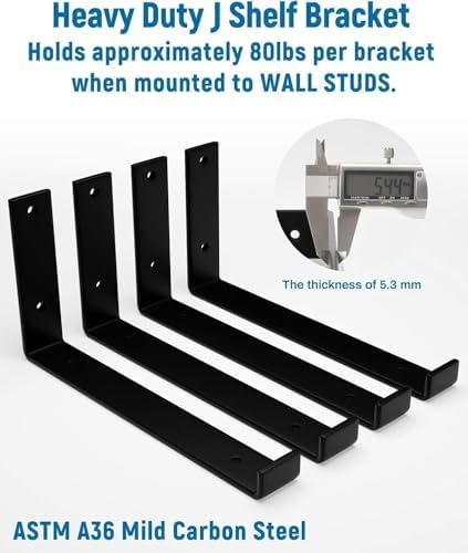LEOPO 12 inch Shelf Brackets 12-Pack, 1/5" Thick Floating Shelf Bracket