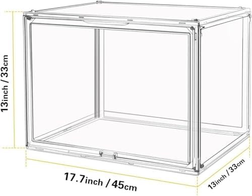 GUDEMAY Large Clear Stackable Acrylic Storage Bins with Door, Dustproof Figure Collectibles Display Case, Football & Mot
