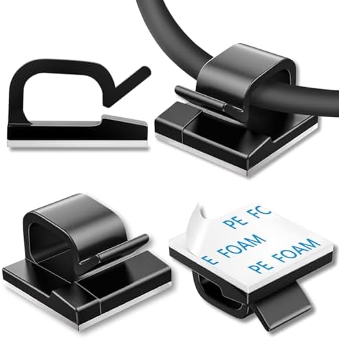 65 Pcs Cable Clips, Adhesive Cable Organizer Cord Holder Wire Clip Wire Management Self Adhesive Hooks Wire Holder for O