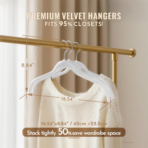 Sishynio Velvet Hangers 30 Pack, Slim Flocked Clothes Hangers White