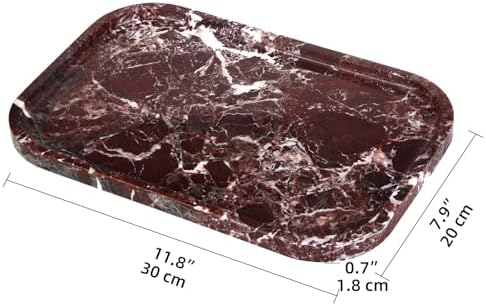 Marble Bathroom Vanity Decorative Tray, Rosso Lepanto, 12 * 8 * 0.8