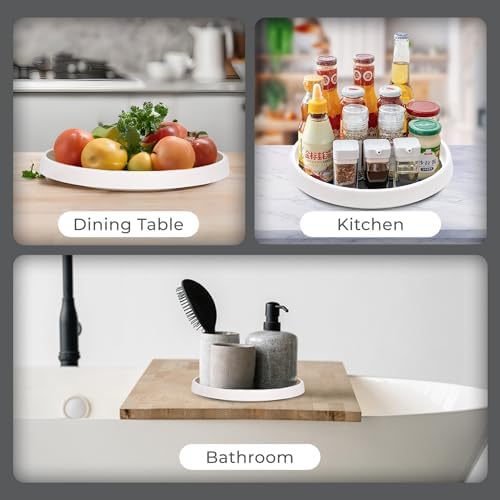 Pack of 4 10-inch Non-Skid Lazy Susan Cabinet Organizer Turntables - Durable Turn Table Organizers with Arc Thick Guardr