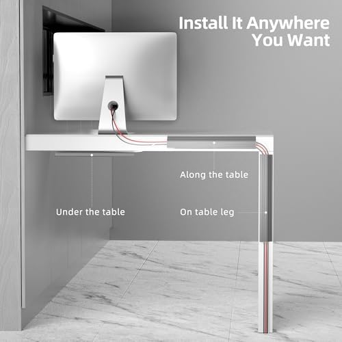 YECAYE Cable Management Under Desk, 94.2 in, Cable Raceway, Grey