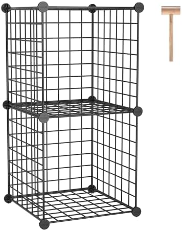 C&AHOME Wire Cube Storage, 2-Cube Storage Organizer Metal, C Grids, Black