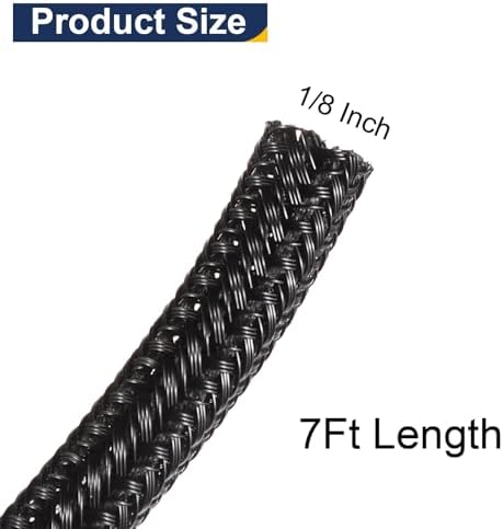 uxcell 7 Ft - 1/8 Inch Split Sleeving, Braided Cable Sleeving, PET Cable Management Wire Sleeve Cord Protector, Wire Wra