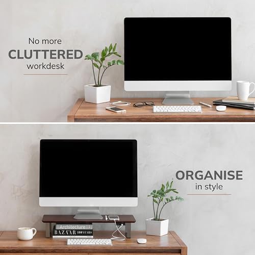 Anji Mountain Monitor Stand for Desk - Desktop Organizer & Laptop Riser, Ergonomic Monitor Riser, Space-Saving, Durable,