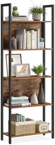 VASAGLE 5 Tier Bookshelf, Free Standing Bookcase Storage Organizer