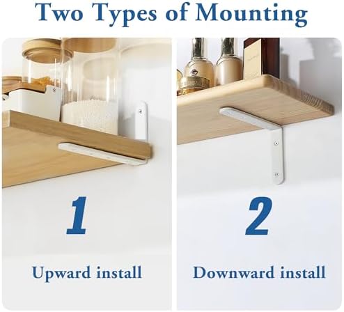 Mooche White Shelf Brackets, Heavy Duty Floating Shelf Bracket for Wood Shelves, Wall Mounted Metal L Brackets, Wall She