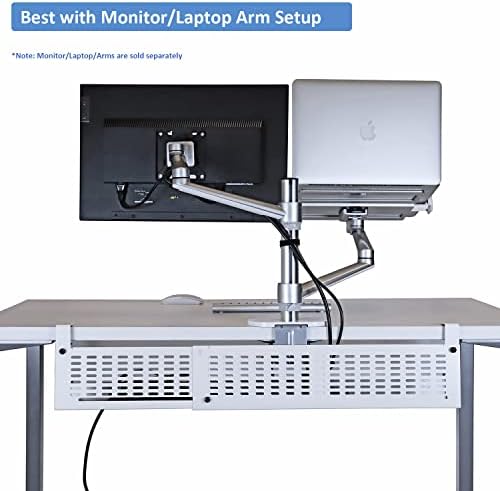 AEONS Under Desk Cable Management Tray Kit - Horizontal Adjustable up tp 41” Desk Organizer Removable C Clamp Mount Reve