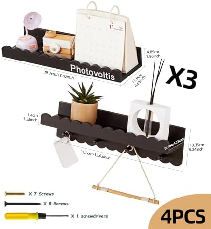 4 PCS Floating Shelves for Wall 15.6"