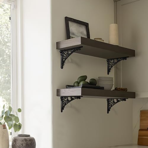 Khtumeware Shelf Bracket 12 Inch, Decorative Brackets for Shelving, Heavy Duty Vintage Ornate Shelf Bracket, Hardware In